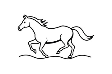 Running Horse Line Art Galloping Equine Silhouette Illustration