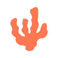 Coral cute childish hand drawn silhouette. Summer bright isolated element for design