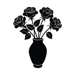 rose flowers in vase on white background 