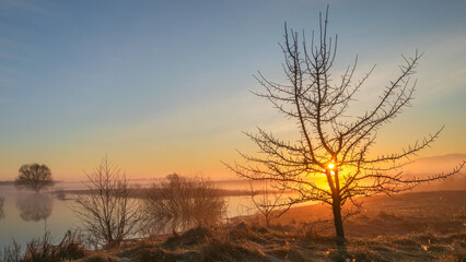 spring sunrise over the lake
