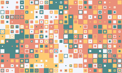 Abstract geometric pattern featuring a vibrant mosaic of pastel squares.  Ideal for website backgrounds, presentations, or textile design.