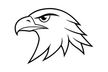 Majestic Eagle Head Profile, Bird of Prey, Black and White Line Art, Vector Illustration, Wildlife, 