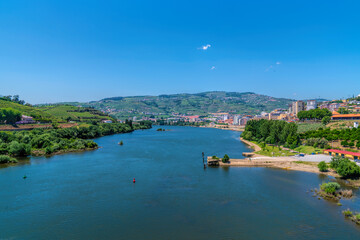 Fototapeta premium Douro River view from bridge at Peso da Regua Portugal
