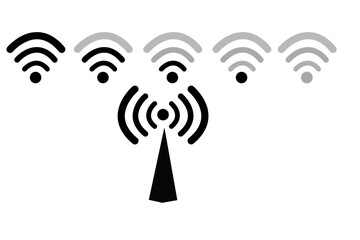 5 different wifi sign and one wifi tower/Vector 