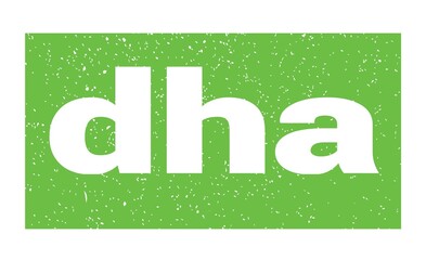 dha text written on green stamp sign.
