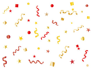 リボン■キラキラな飾りセット（ゴールド＆レッド）