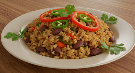 A Vibrant Plate of Nicaraguan Gallo Pinto, a Classic Rice and Beans Dish