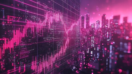 Obraz premium Cityscape Financial Data Graph