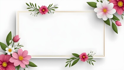  White And Pink Small Floral Card Frame With White Background, A Vintage-inspired Floral Frame With Intricate Pink Flowers, An Artistic, Hand-drawn Floral Fram