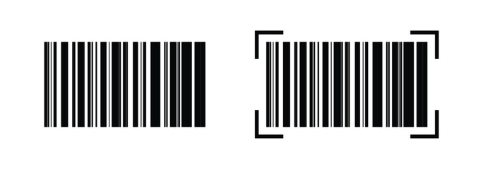 Barcode label for products, black bar code icon on a white background.