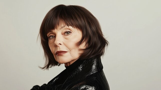 French Bob with Bangs for an older woman over 70 years old.