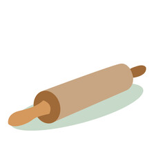 Rolling pin vector.wooden rolling pin for dough and baking.