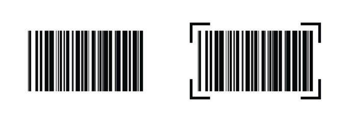 Set of bar code icon symbol vector on isolated white background