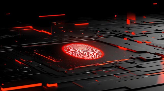 Red Fingerprint on Tech Surface.