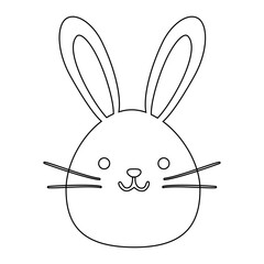 Black and white Easter bunny icon in minimalist style. Spring holidays.