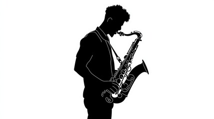 Obraz premium Saxophone Player Silhouette.
