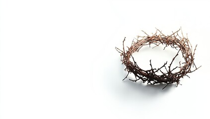 Fototapeta premium Crown of thorns. A circular crown fashioned from thorny branches. A representation of suffering and sacrifice