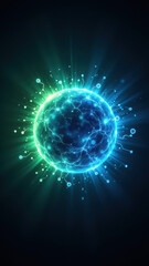 Fototapeta premium GLP-1 molecule with blue and green effects.