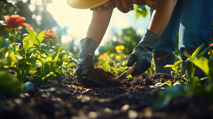 Person Gardening Planting Soil Outdoors Sunlight Nature