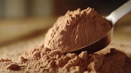 Chocolate Protein Powder Spilling From Scoop