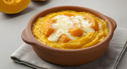 Delightful Kivev?: A traditional Paraguayan pumpkin and cheese dish presentation