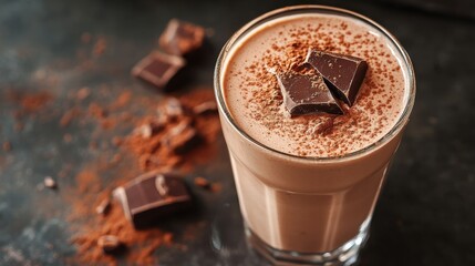 Protein Shake in Glass with Cocoa Dusted on Top
