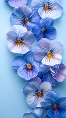"Blue and White Flowers on Vintage Blue Background"