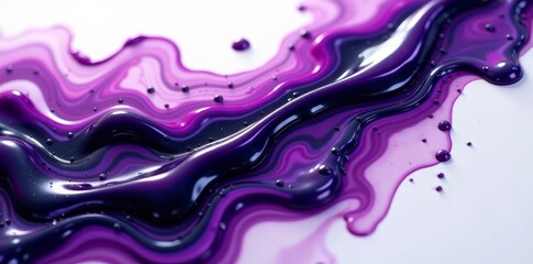 Modern liquid color oil paint mixture in purple, black, and white tones, artistic, flow