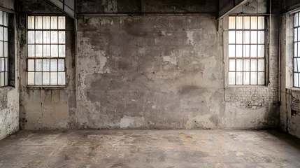  Abandoned Industrial Building Interior With Worn Concrete Walls and Windows © sri