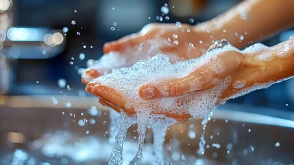 Fototapeta premium Clean Hands Washing Water Soap Hygiene Health