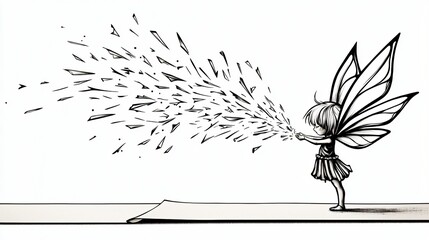 Fototapeta premium Enchanted pixie releases splinter shards in a blast of magic on a path of imagination of excellence.