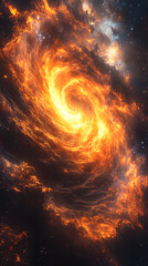 Fototapeta premium Fiery Spiral Galaxy in Deep Space