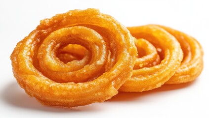 Fototapeta premium Golden spiral-shaped fried treats