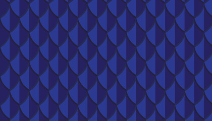 Indigo Fish Scale Seamless Pattern  Overlapping 3D Segmented Design  © Yaba Daba Duu