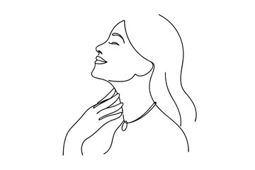 Serene Woman Minimalist Line Art Neck Skincare Beauty