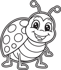 happy ladybug illustration Animal coloring book page design
