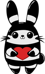 cute panda holding a heart