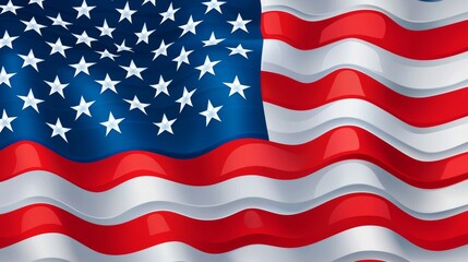 Waving American Flag Symbolizes Patriotism at National Celebrations Digital Artwork Vibrant Colors Inspirational Viewpoint