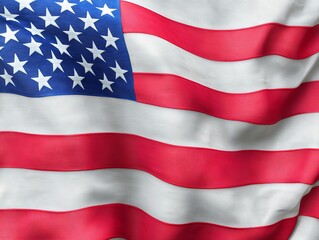 Fototapeta premium Dramatic Close up of a Waving American Flag USA Textile Art Outdoor Low Angle National Pride