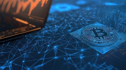 Analyzing cryptocurrency trends digital space infographic data visualization macro environment economic insights