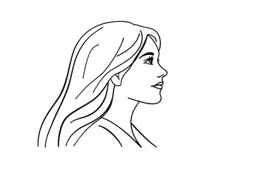 Woman's Profile, Line Art, Black and White, Elegant, Simple, Hair, Face, Drawing, Portrait, Sketch