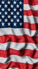 Obraz premium Dramatic Close Up of a United States Flag American Landscape Textured Fabric Indoor Symbol of Freedom and Unity