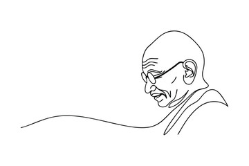 SingleLine Drawing of Mahatma Gandhi Peaceful Leader, India