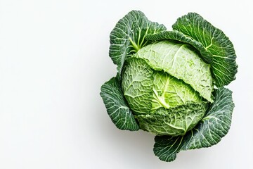 Obraz premium Fresh green cabbage showcases intricate leaf patterns and vibran