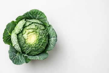 Fototapeta premium Fresh green cabbage with intricate leaf patterns, showcasing vib