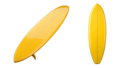 Two yellow surfboards isolated on white background