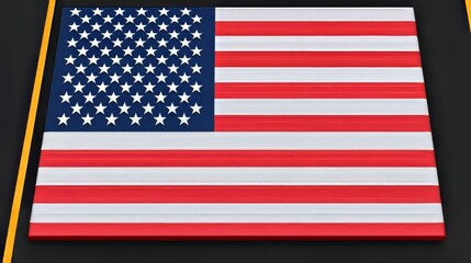 Fototapeta premium American Flag Display Illustrating Patriotism in Urban Environment Capturing Pride and Unity