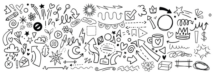 Creative Hand Drawn Doodle Icons Set on White Background