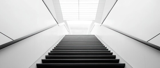 Fototapeta premium Ascending minimalism, Geometric stairway bathed in pristine, bright white light