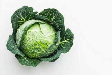 Fototapeta premium Fresh cabbage with vibrant green leaves, showcasing natural text